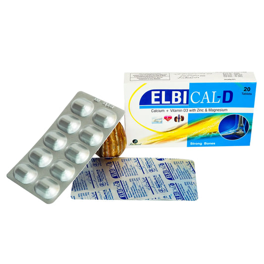 ELBICAL-D (20 Tablets) – Calcium + Vitamin D3 with Zinc & Magnesium